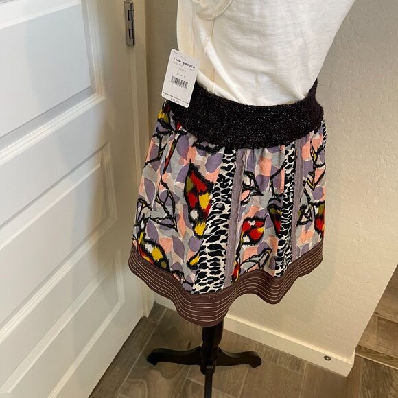 Free People Women's Multicolor Leopard Leaf Patchwork Skirt - Size Medium (308) - Picture 11 of 11